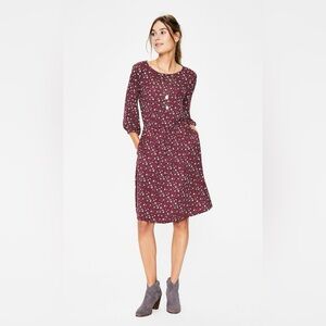 Boden Talia Jersey Dress Red White Floral Boho Size 12L